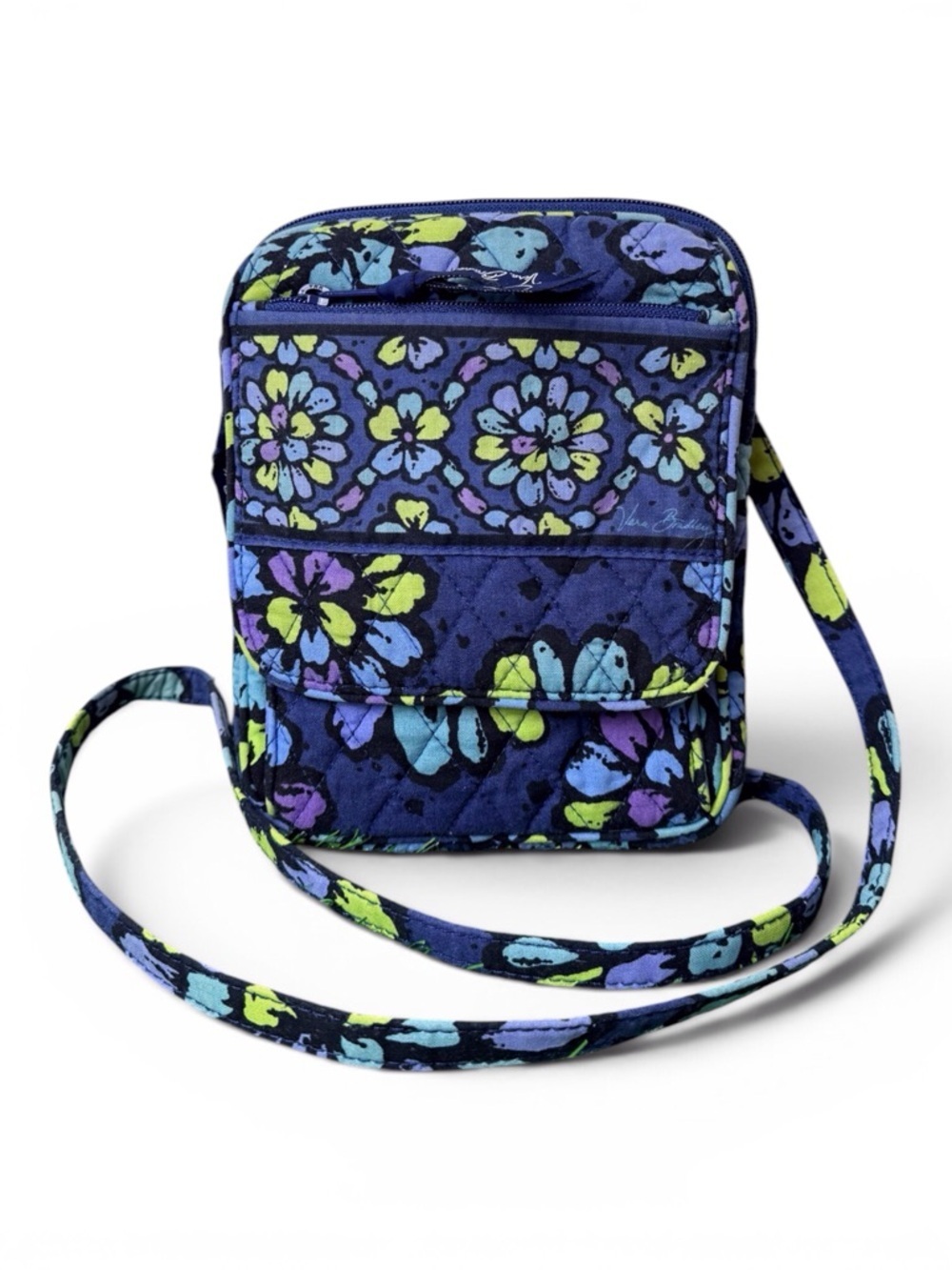 Vera Bradley Mini Hipster Crossbody Indigo Pop-RETIRED Floral Blue/Purple GUC
